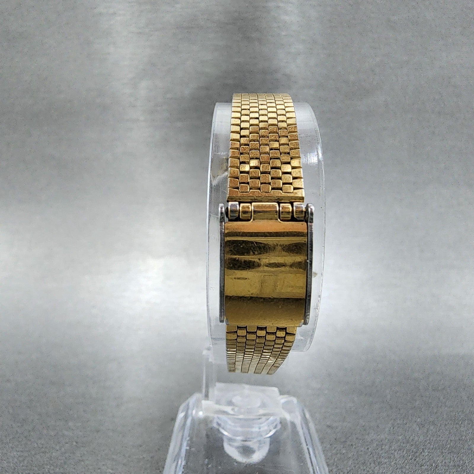 Seiko Watch Women 20mm Black Dial Gold Tone Octagon 2C215170 New Battery VTG7