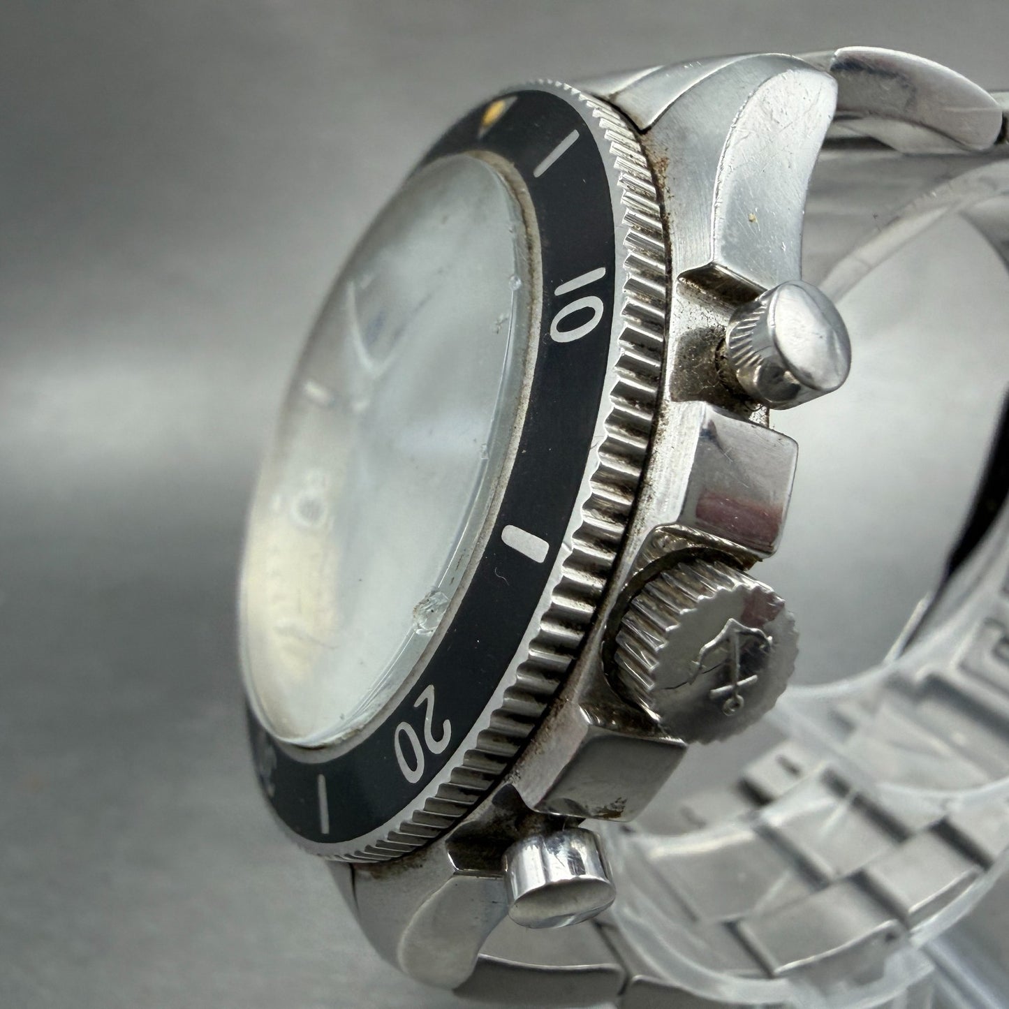 Zeno Army Chronograph Dive Watch Men 44mm White Dial Steel Date Round READ!!!!!!2