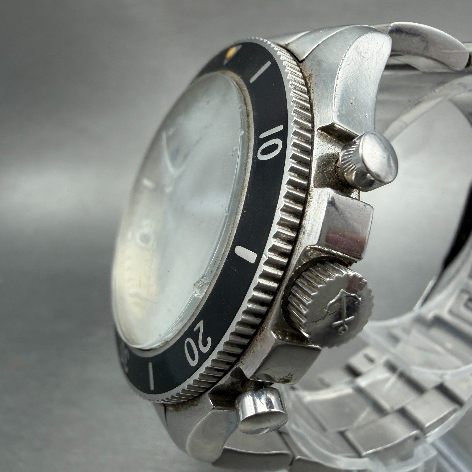 Zeno Army Chronograph Dive Watch Men 44mm White Dial Steel Date Round READ!!!!!!2