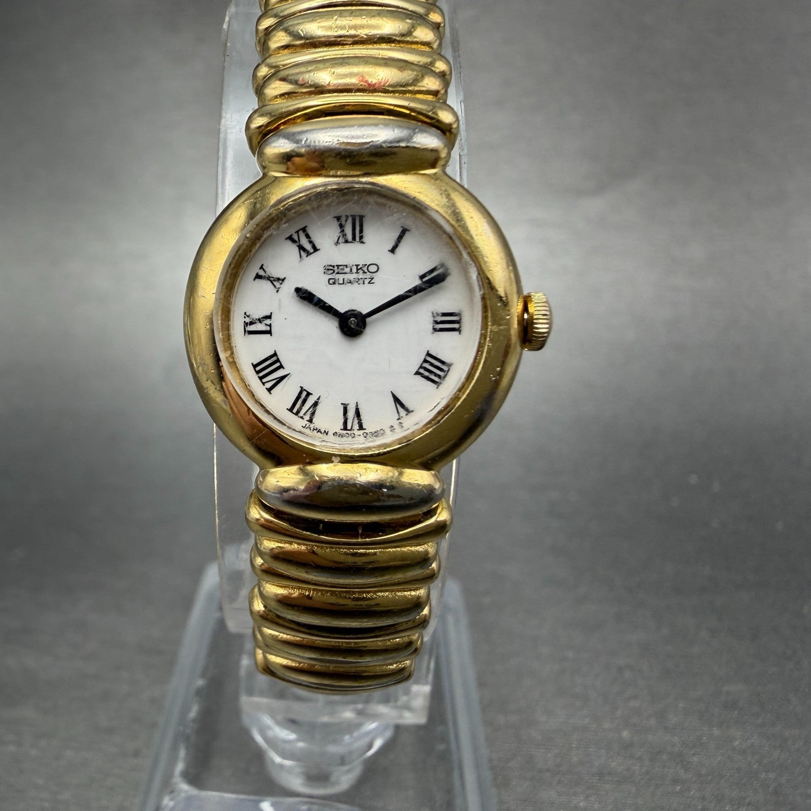 Seiko Watch Women 19mm White Dial Gold Tone Round Vintage 4N00-0179 New Battery50