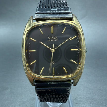 Citizen Vega Watch Men 33mm Brown Dial Gold Tone Rectangle 2038 New Battery0