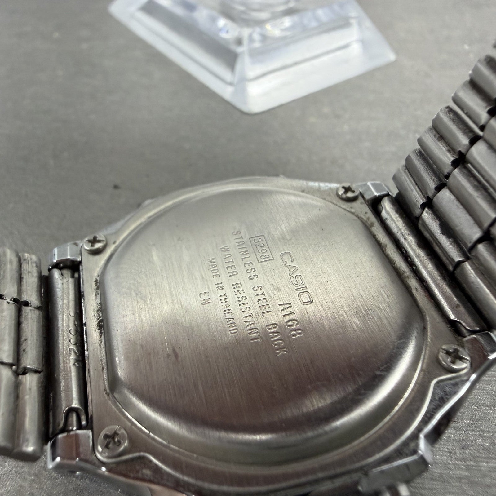 Casio A168 Illuminator Watch Men 36mm Digital Silver Tone Alarm Chrono NewBat A19