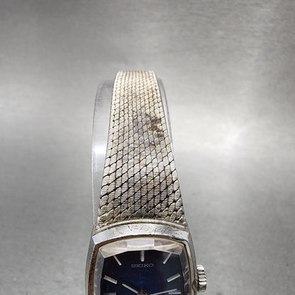 Seiko Tank Watch Women 18mm Blue Dial Silver Tone Manual 173300 Runs4