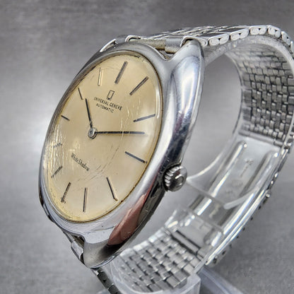 Universal Geneve White Shadow Automatic Watch Men 35mm Champagne Dial Steel Runs