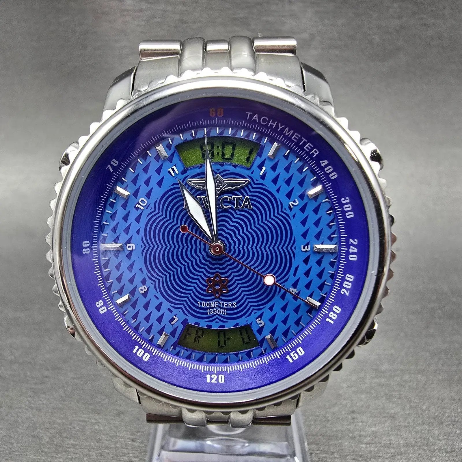 Invicta Atomic Watch Men 44mm Blue Dial Steel Chronograph 4045 New Battery LP0