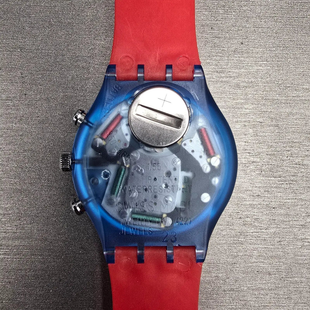 Swatch Chrono JFK Watch Men 37mm White Dial Blue Case SCN103 New Battery NOS8
