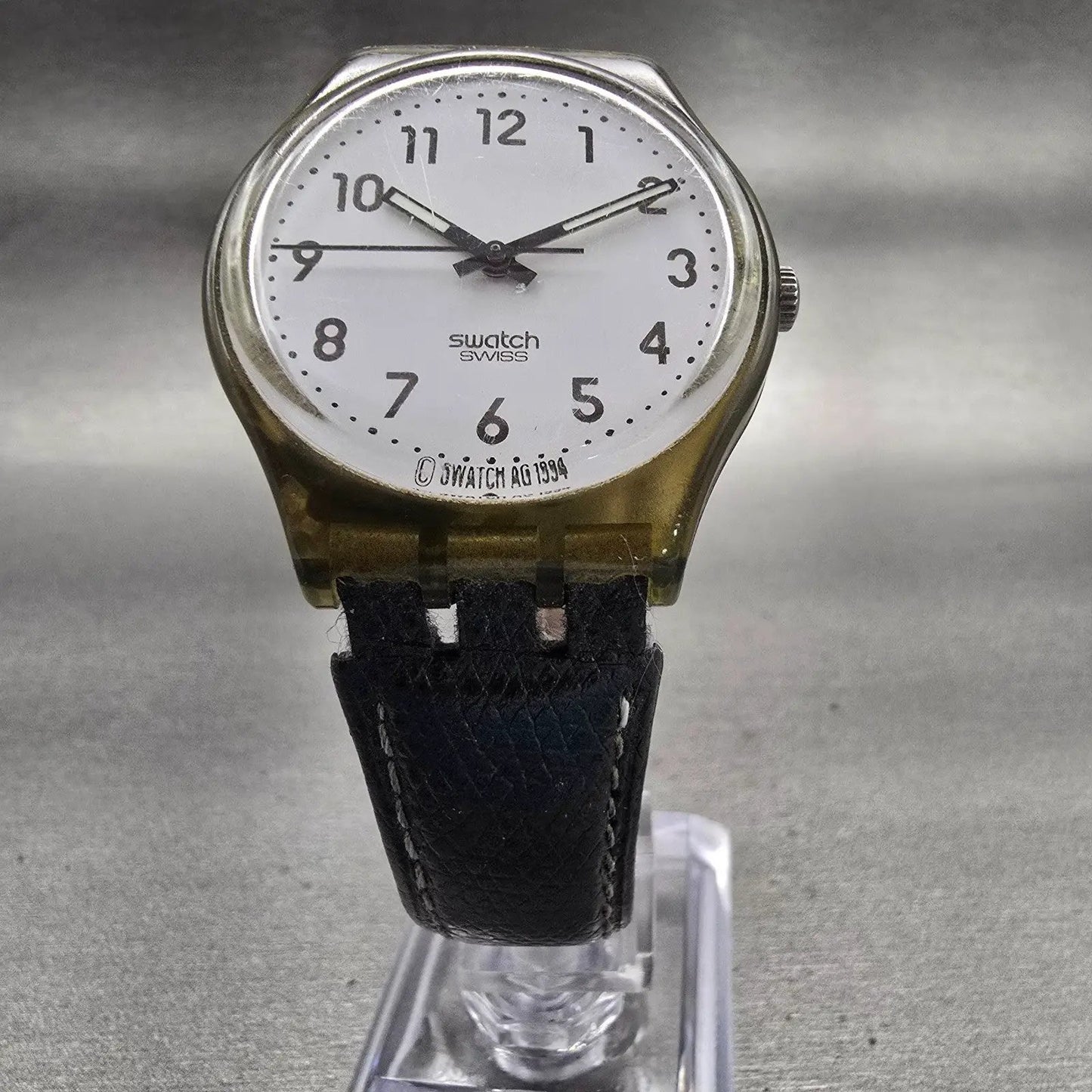 Swatch Watch Men 34mm White Dial Gray Tone Round GM132 READ!!! New Battery5