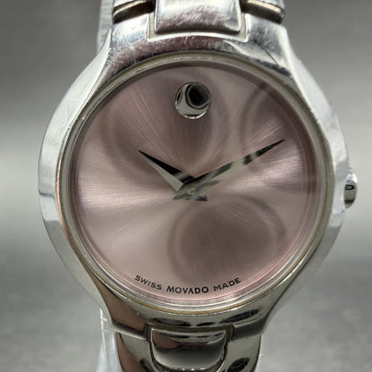 Movado Kara Watch Women 24m Pink Dial Steel Round 84-A1-1846 New Battery1
