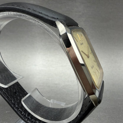 Seiko Dolce Tank Watch Men 27mm Champagne Dial Gold Tone Rectangle New Battery H3
