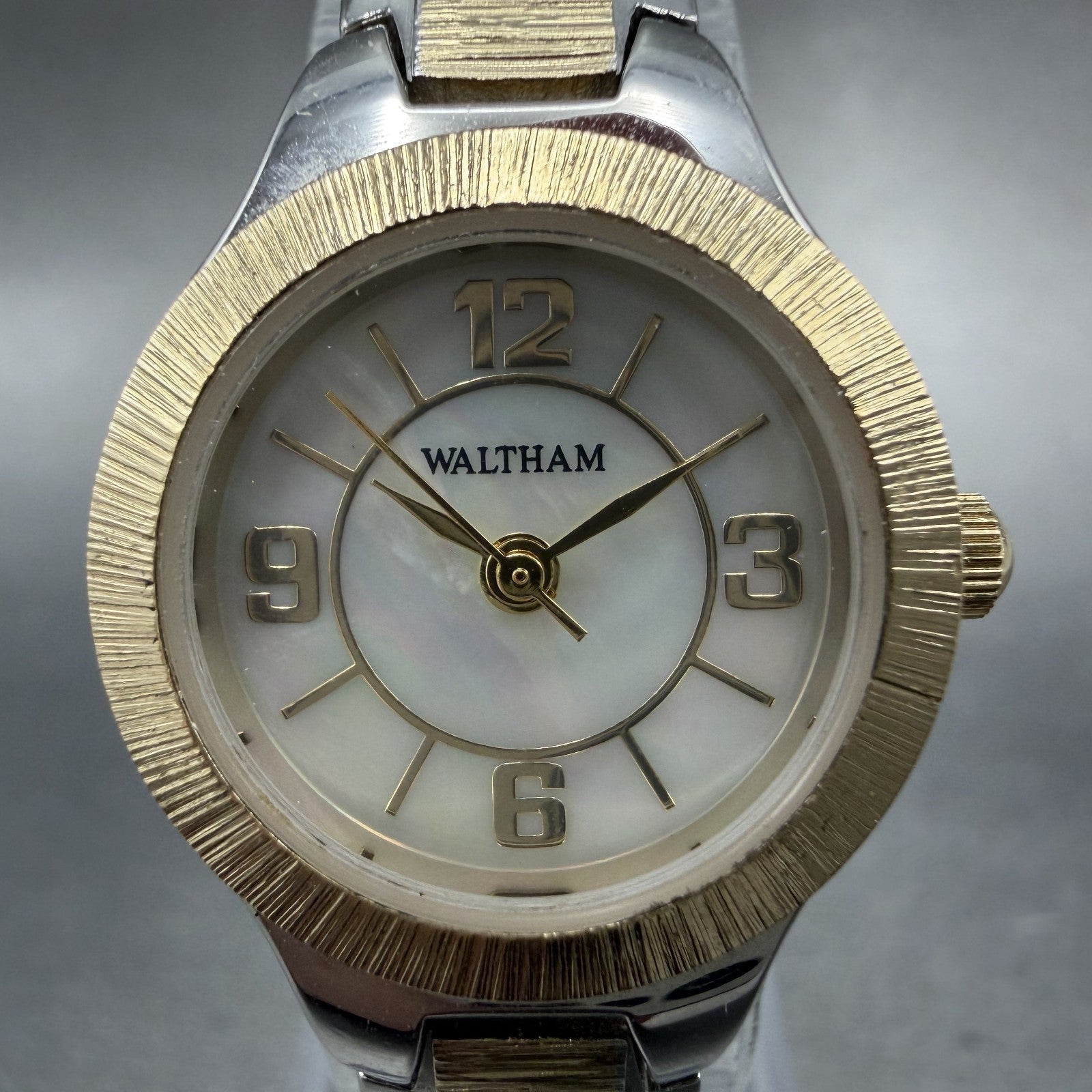 Waltham Watch Women 23mm MOP Dial Two Tone Round WAW041 New Battery1