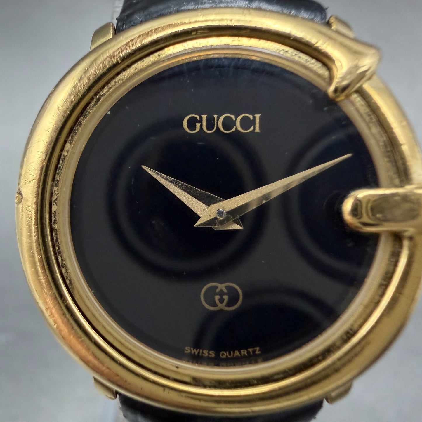 Gucci 3600L Watch Women 25mm Black Dial Gold Plated Round PARTS2