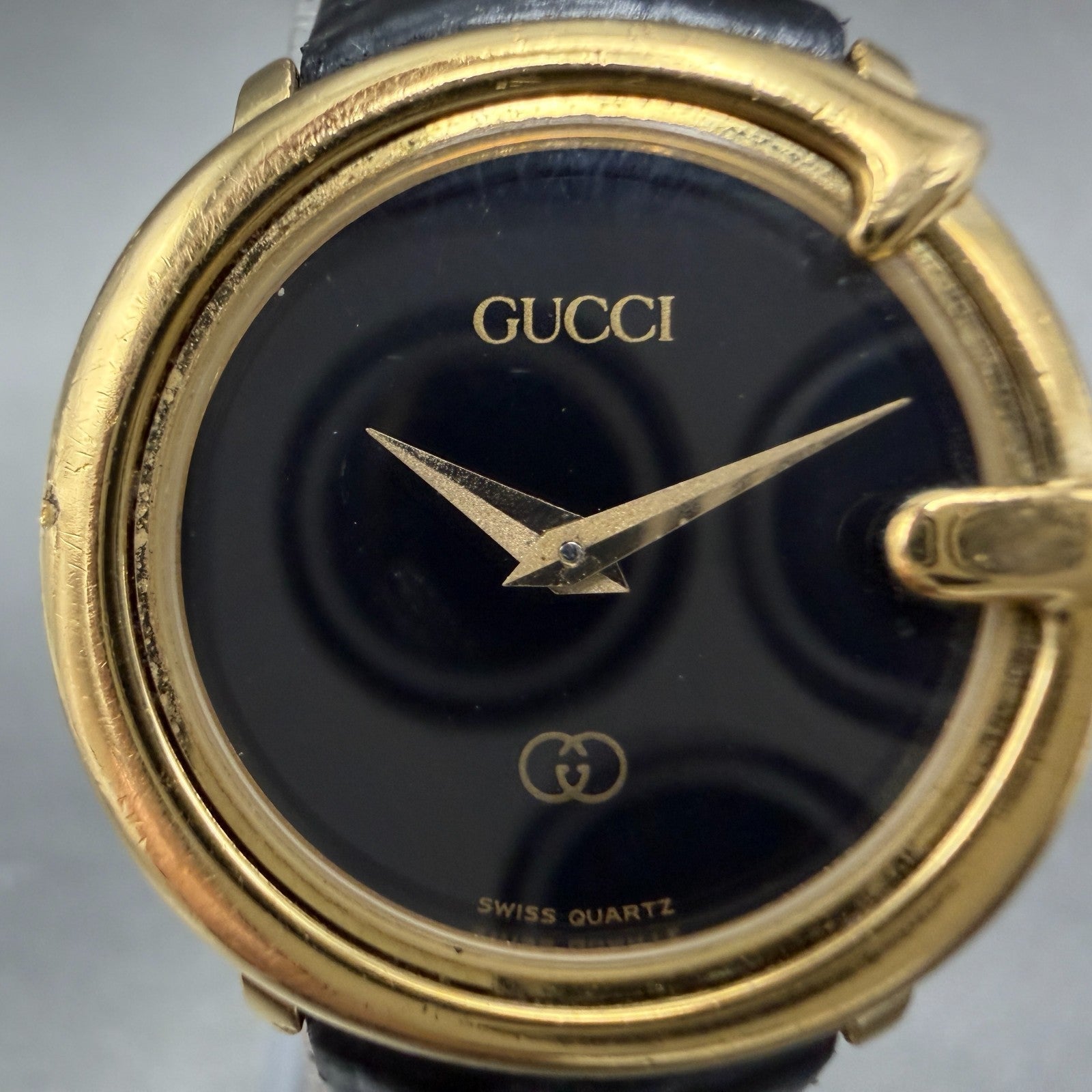 Gucci 3600L Watch Women 25mm Black Dial Gold Plated Round PARTS2
