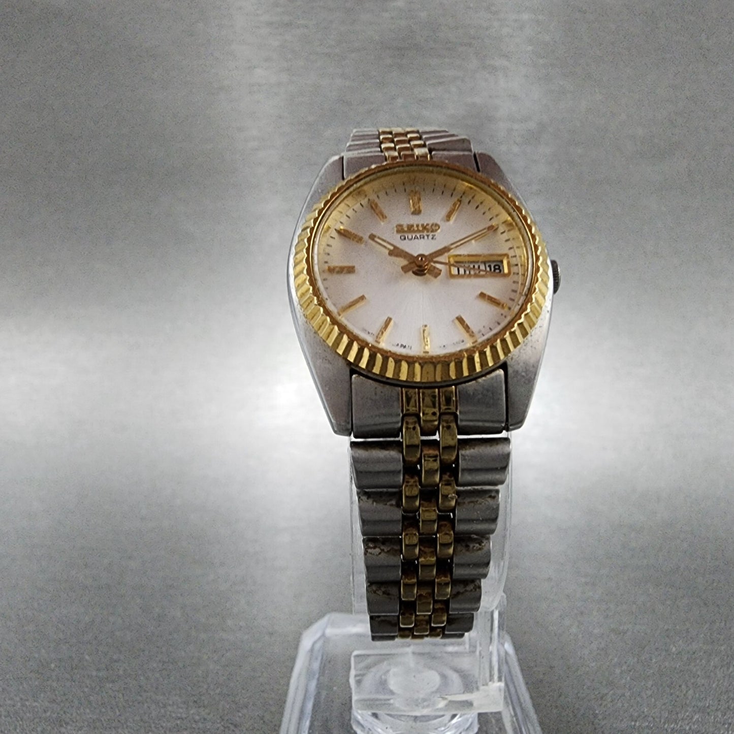 Seiko Watch Women 24mm Silver Dial Two Tone Daydate 7n830041 New Battery5