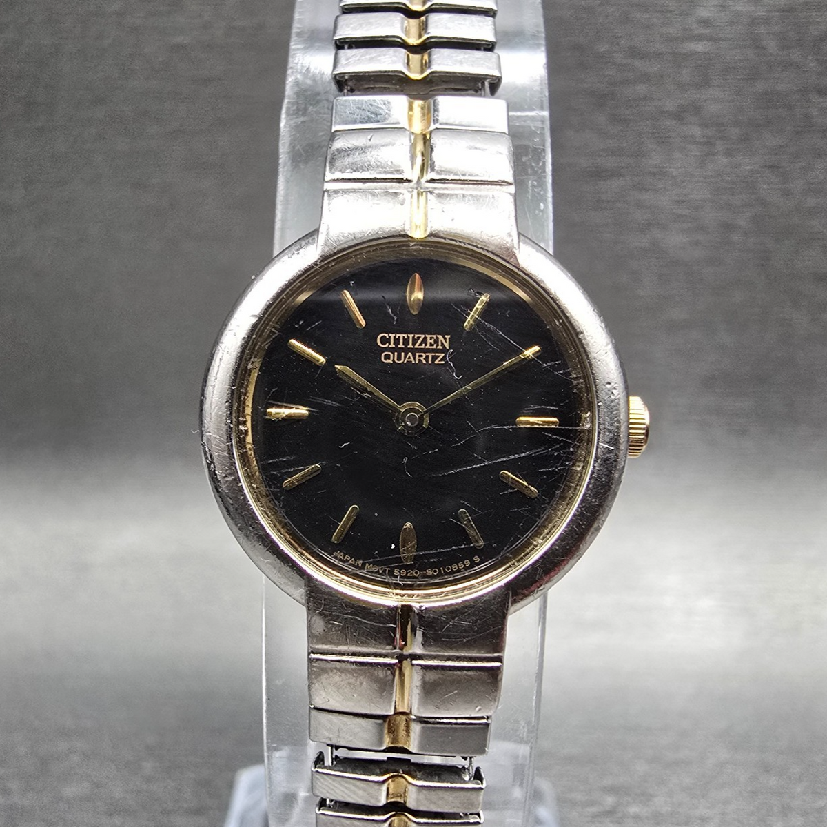 Citizen Watch Women 20mm Black Dial Two Tone Round 5920-S008007 New Battery VTG0