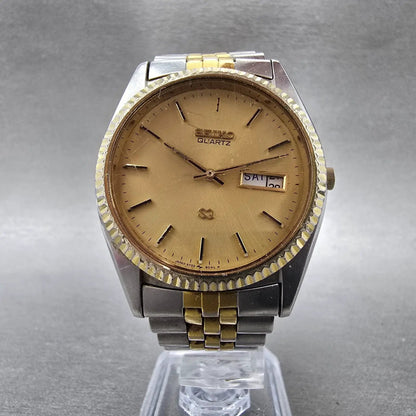 Seiko President Watch Men 35mm Gold Dial Two Tone Daydate READ! 5Y23-8A60 NewBat6