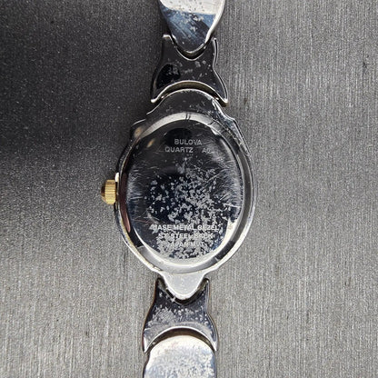Bulova Watch Women 17mm MOP Dial Two Tone Oval 98T00 New Battery Bracelet VTG10