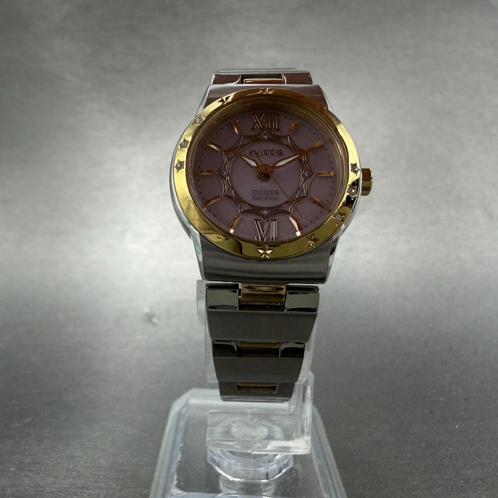Citizen Eco-Drive Wicca Watch Women 24mm Pink Dial Two Tone Round Runs ABC5