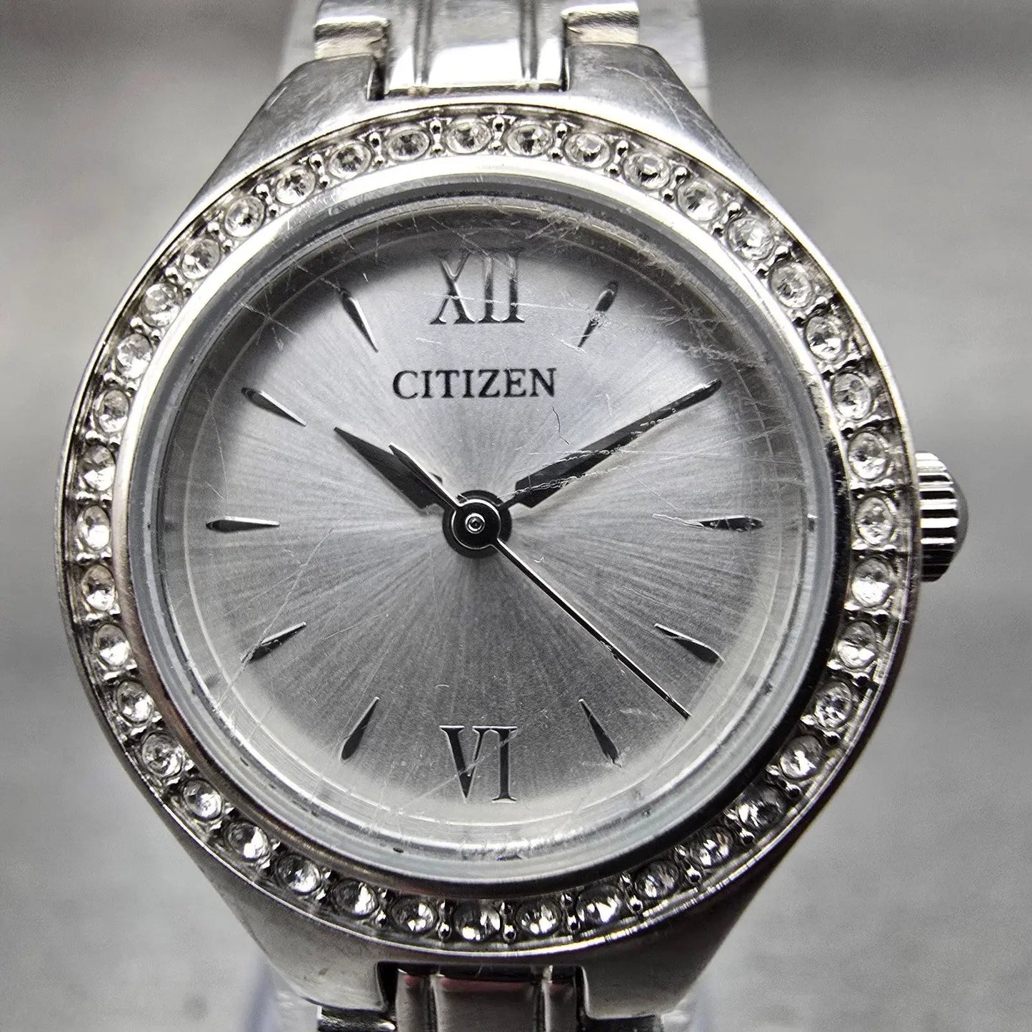 Citizen Watch Women 21mm Silver Dial Silver Tone Gemmed 5930-S101476 New Battery1