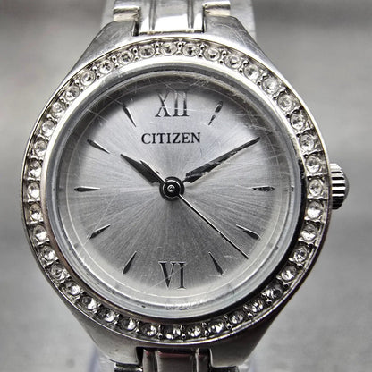 Citizen Watch Women 21mm Silver Dial Silver Tone Gemmed 5930-S101476 New Battery1