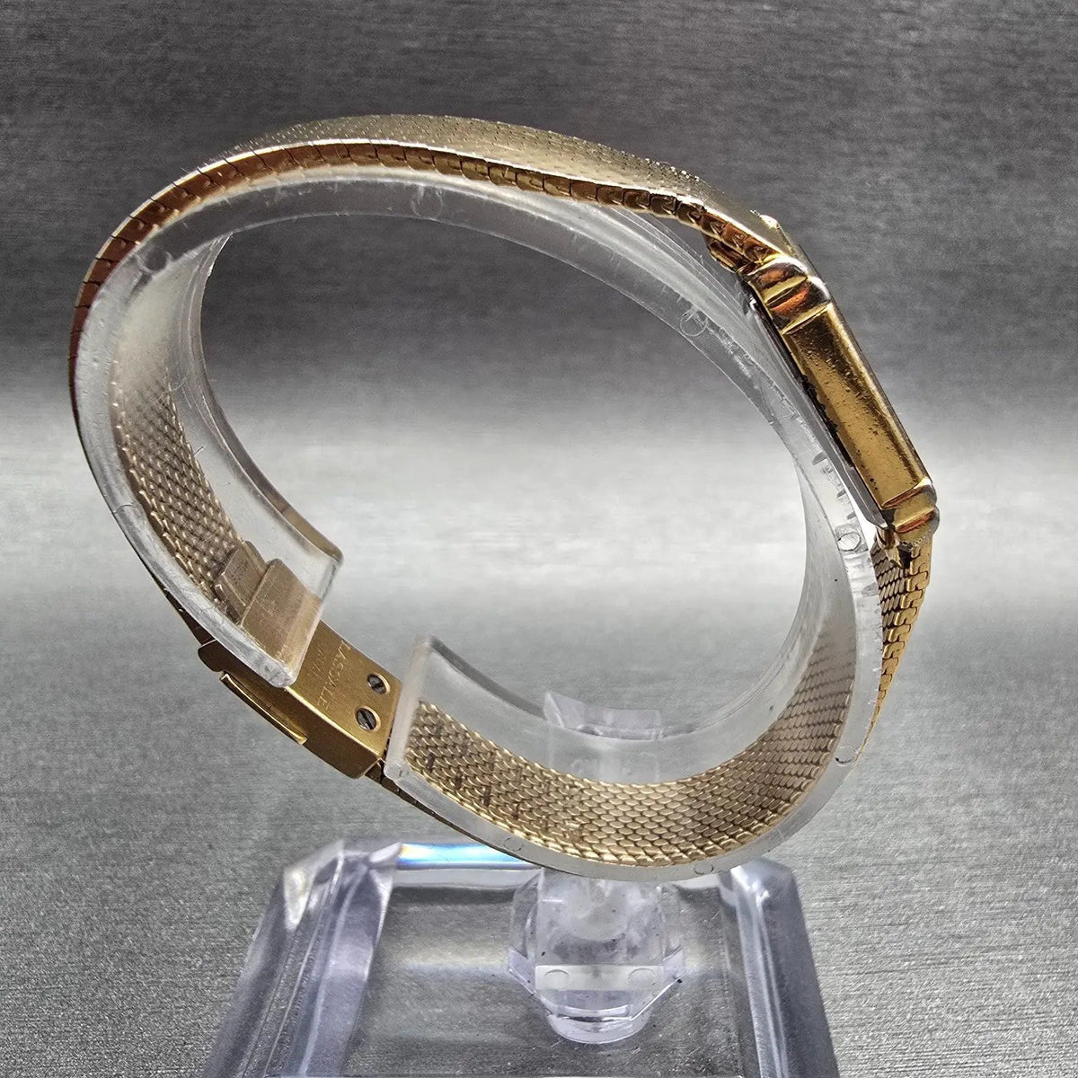 Seiko Lassale Watch Women 12mm Gold Dial Gold Tone Rectangle 2E50-5009 New Batt8