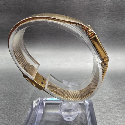 Seiko Lassale Watch Women 12mm Gold Dial Gold Tone Rectangle 2E50-5009 New Batt8