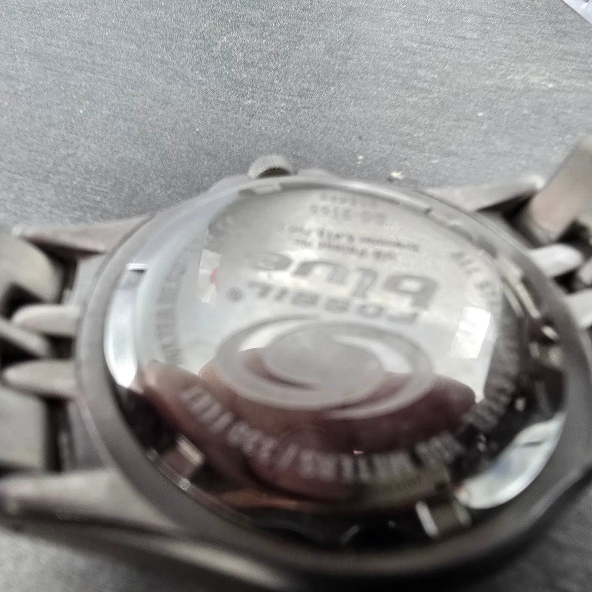 Fossil Blue Watch Men 40mm White Dial Silver Tone Daydate BQ9165 New Battery9