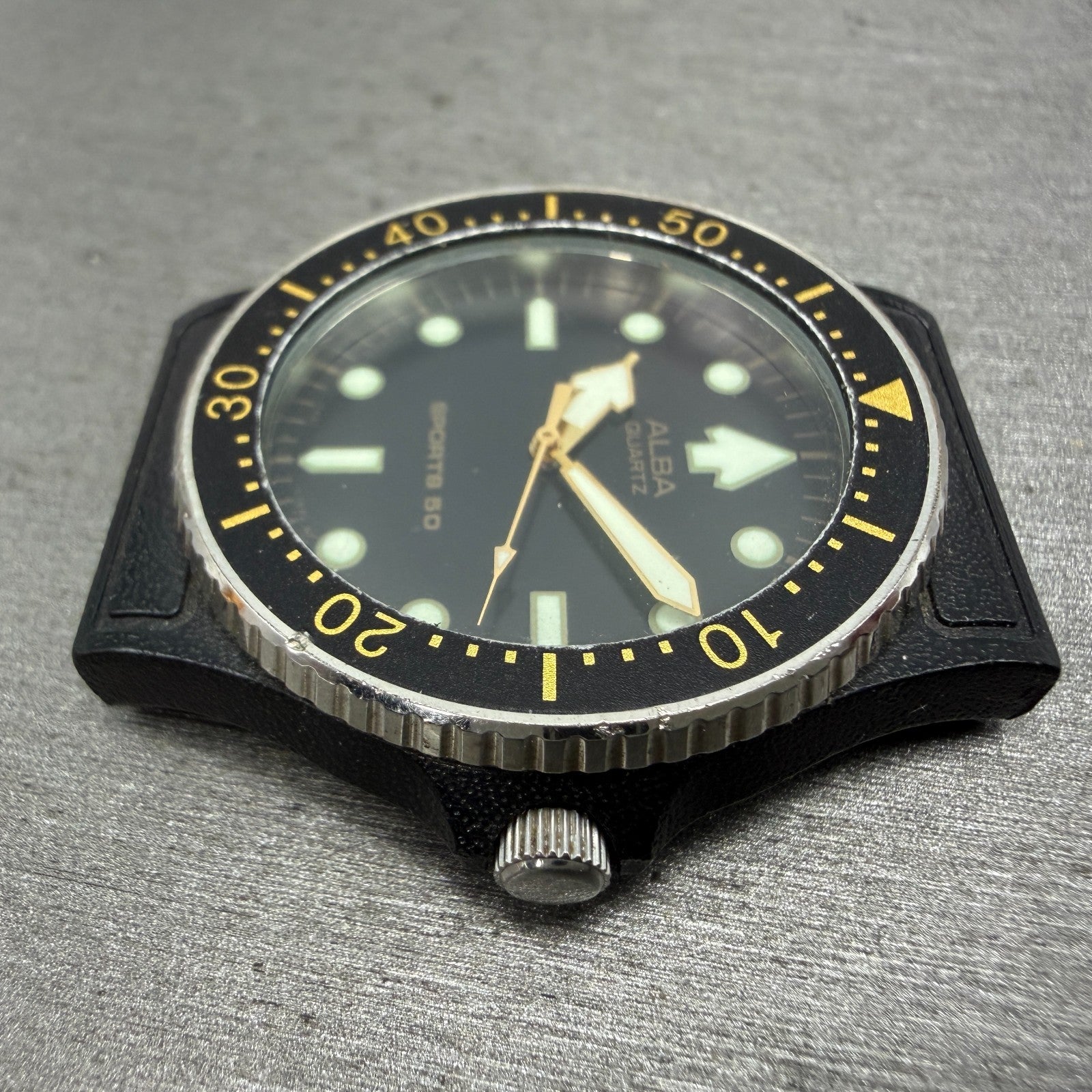 Seiko ALBA Dive Watch Men 36mm Black Dial Black Tone Round Y481-014A New Battery5