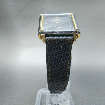 Rado Florence Tank Watch Women 24mm Black Dial Gold Tone Rectangle New Battery4