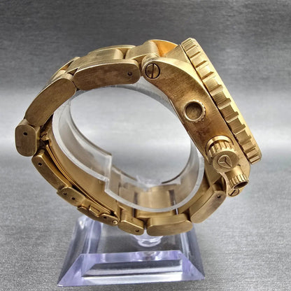 Nixon The 42-20 Chrono Watch Men 42mm Gold Dial Gold Tone Date Round New Battery8