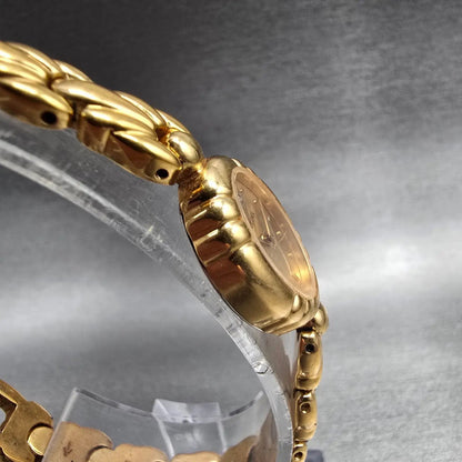 Bulova Watch Women 17mm Gold Dial Gold Diamond Oval 97P68 New Battery JP3