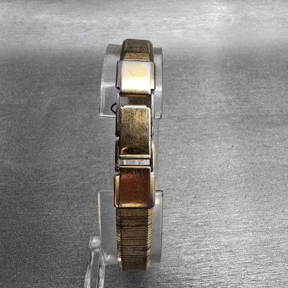 Seiko Watch Women 12mm Gold Dial Gold Tone Rectangle 1320-5049 New Battery 897