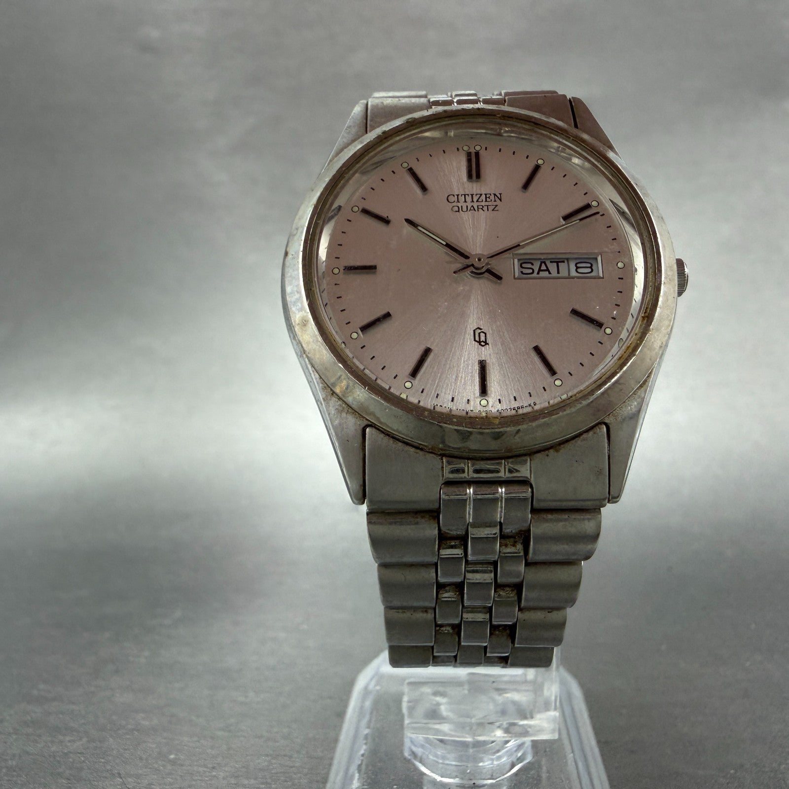 Citizen CQ Watch Men 36mm Silver Dial Silver Tone Daydate 6100-S96389 NewBattery5