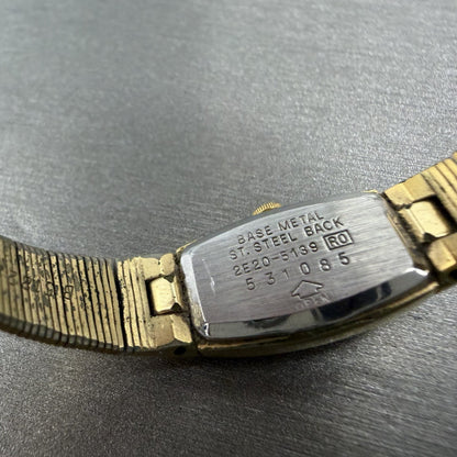 Seiko Tank Watch Women 13mm Champagne Dial Gold Tone Rectangle 2e205139 New Bat8