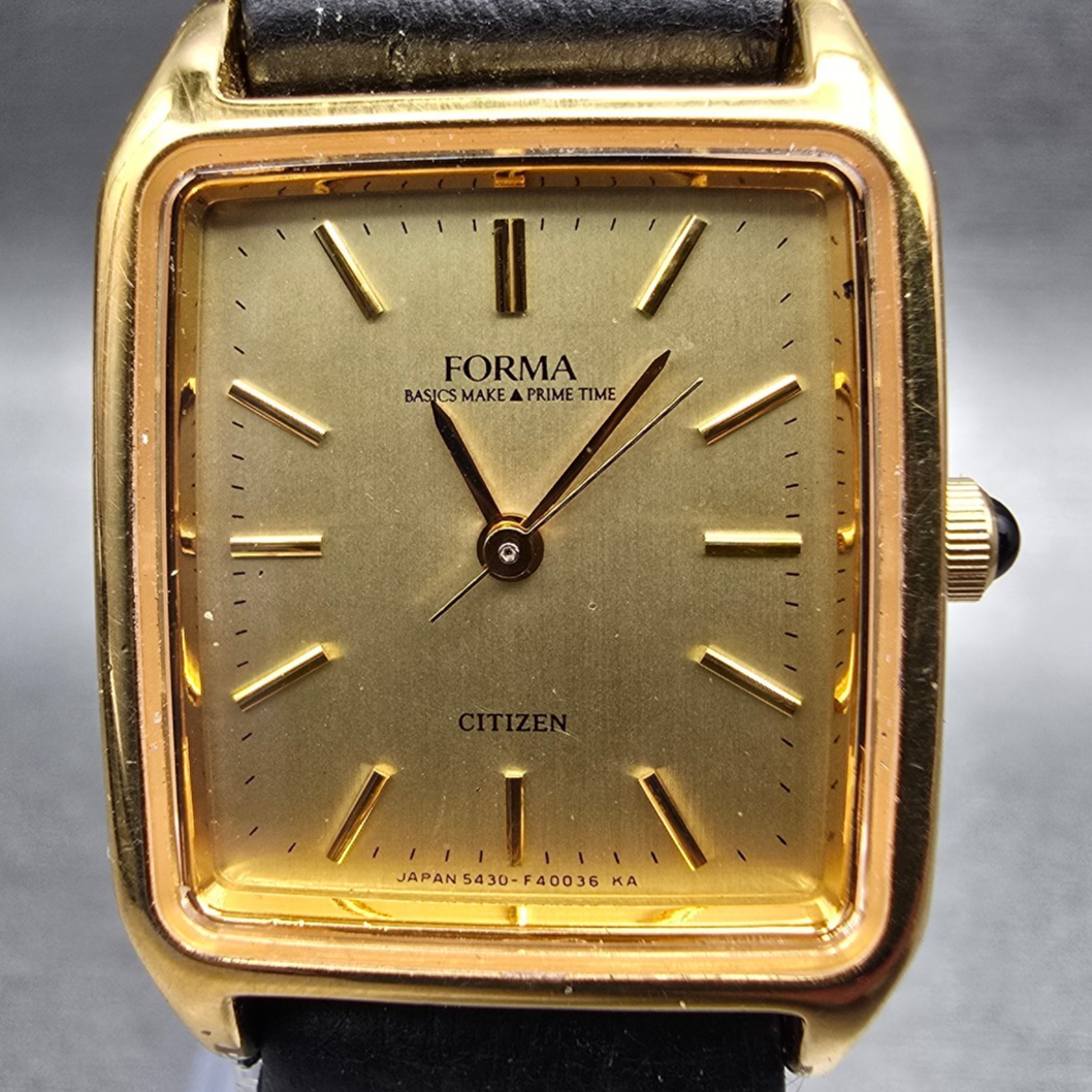 Citizen Forma Watch Women 20mm Gold Dial Gold Tone Rectangle 5430-F40055 New Bat1