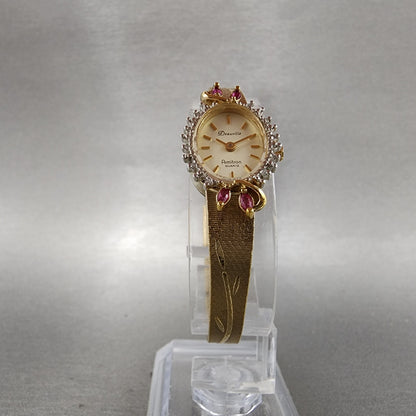 Armitron Deauville Diamond Watch Women 15mm Gold Dial Gold Tone Oval New Battery5