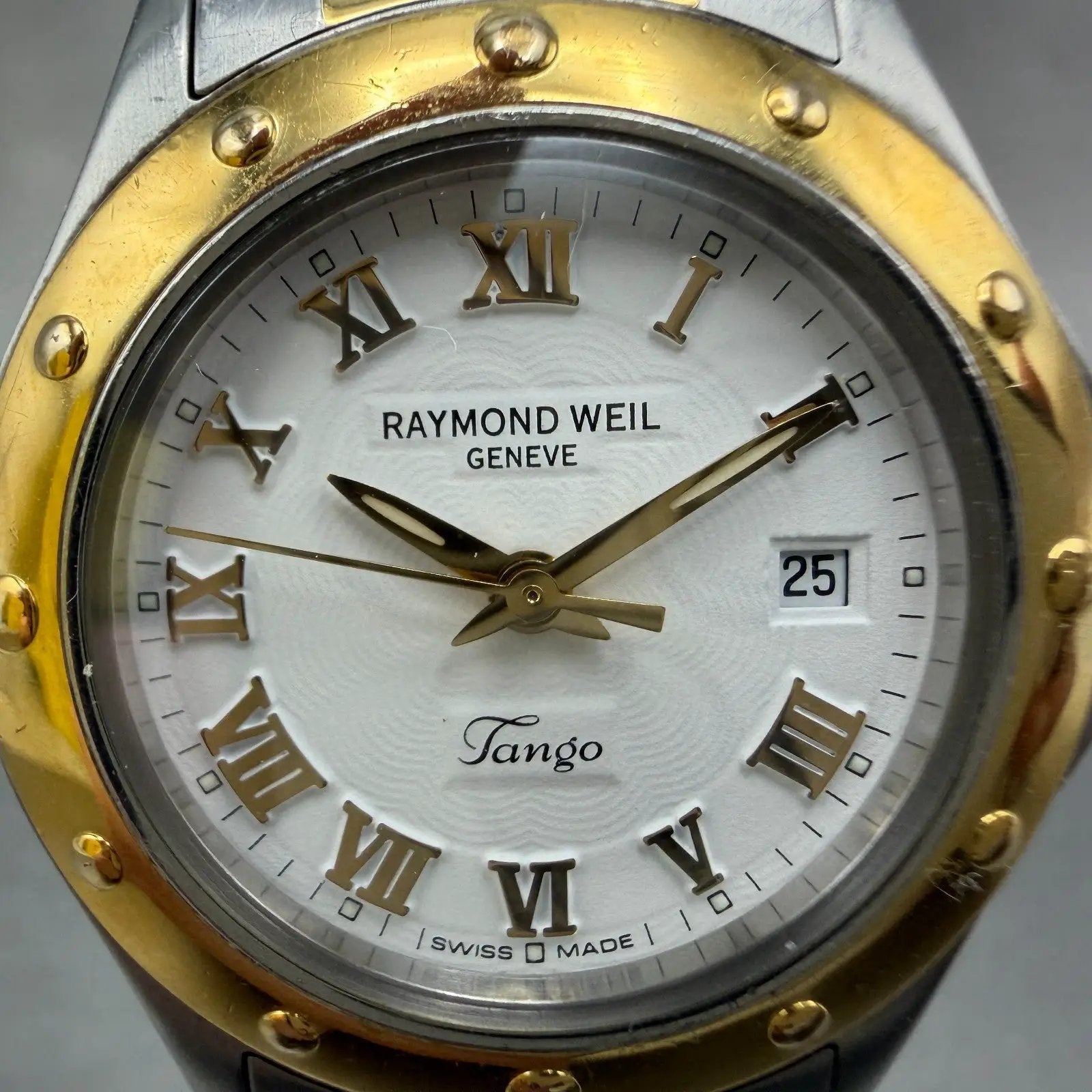 Raymond Weil Tango Watch Women 28mm White Dial Two Tone Date 5390 New battery1