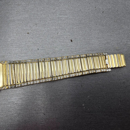 Raymond Weil Tank Watch Women 18mm Gold Dial Two Tone Gold Plated 8057 New Batt12