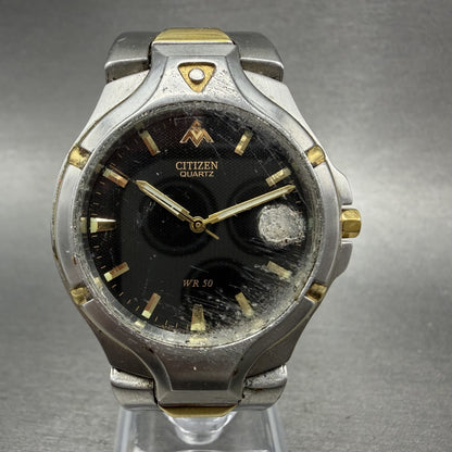 Citizen WR 50 Watch Men 35mm Black Dial Two Tone Date 2510S74792 New Battery0