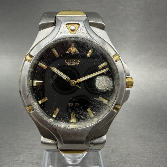 Citizen WR 50 Watch Men 35mm Black Dial Two Tone Date 2510S74792 New Battery0