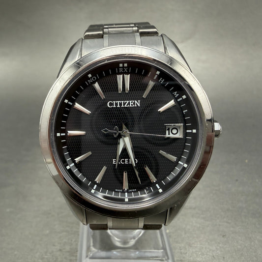 Citizen Eco-Drive Exceed Watch Men 37mm Black Dial Titanium Atomic Date READ!!!!0