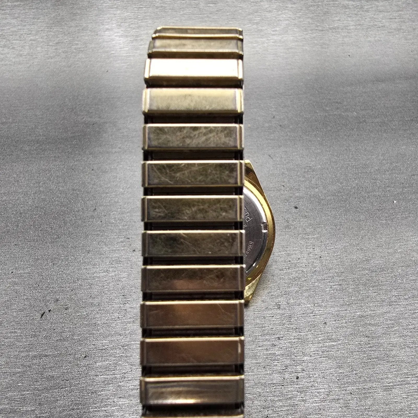 Seiko Pulsar Watch Men 36mm Silver Dial Gold Tone Daydate Y563-8449 New Battery7