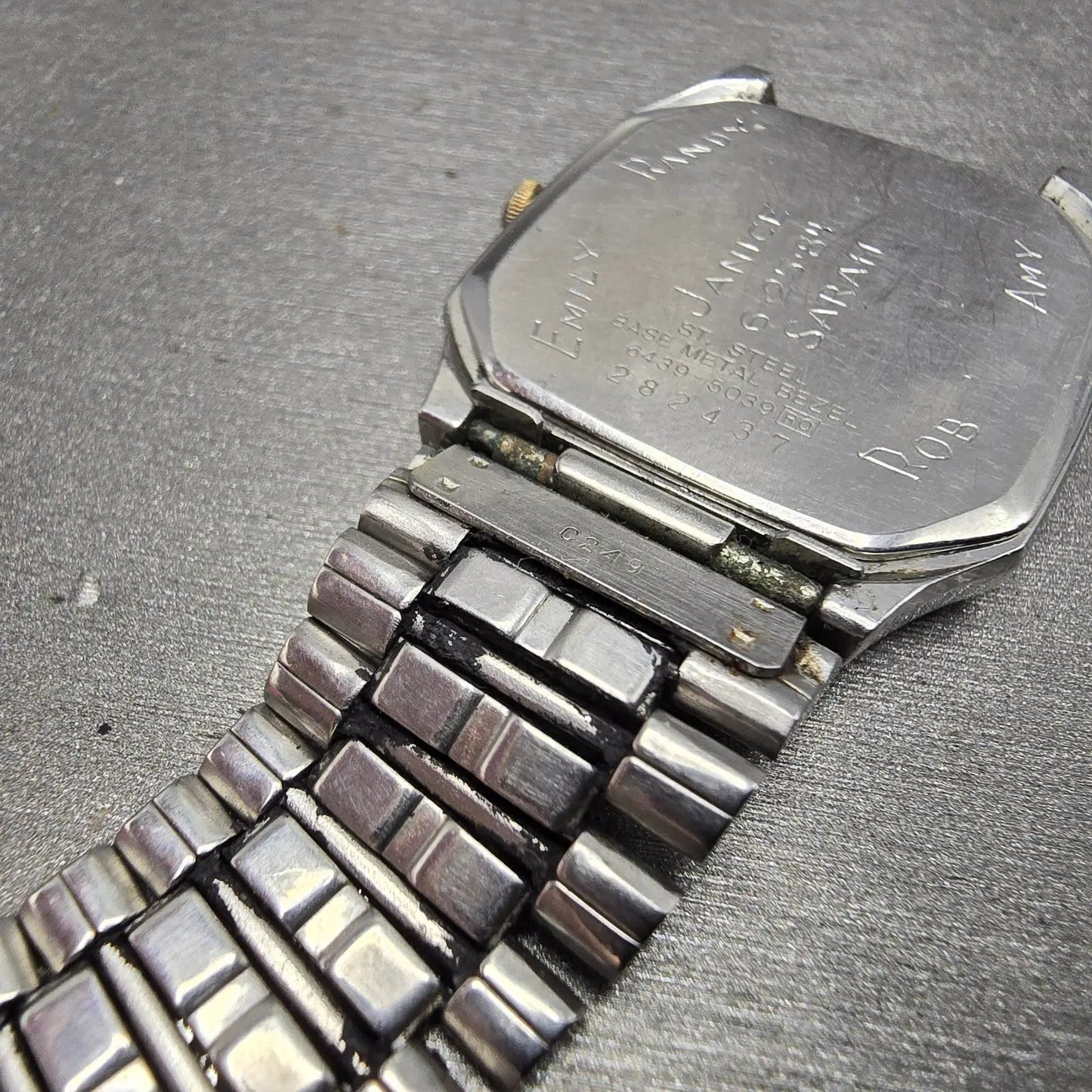 Seiko Watch Men 29mm Silver Dial Two Tone Date Octagon 6439-5039 PARTS Vintage17