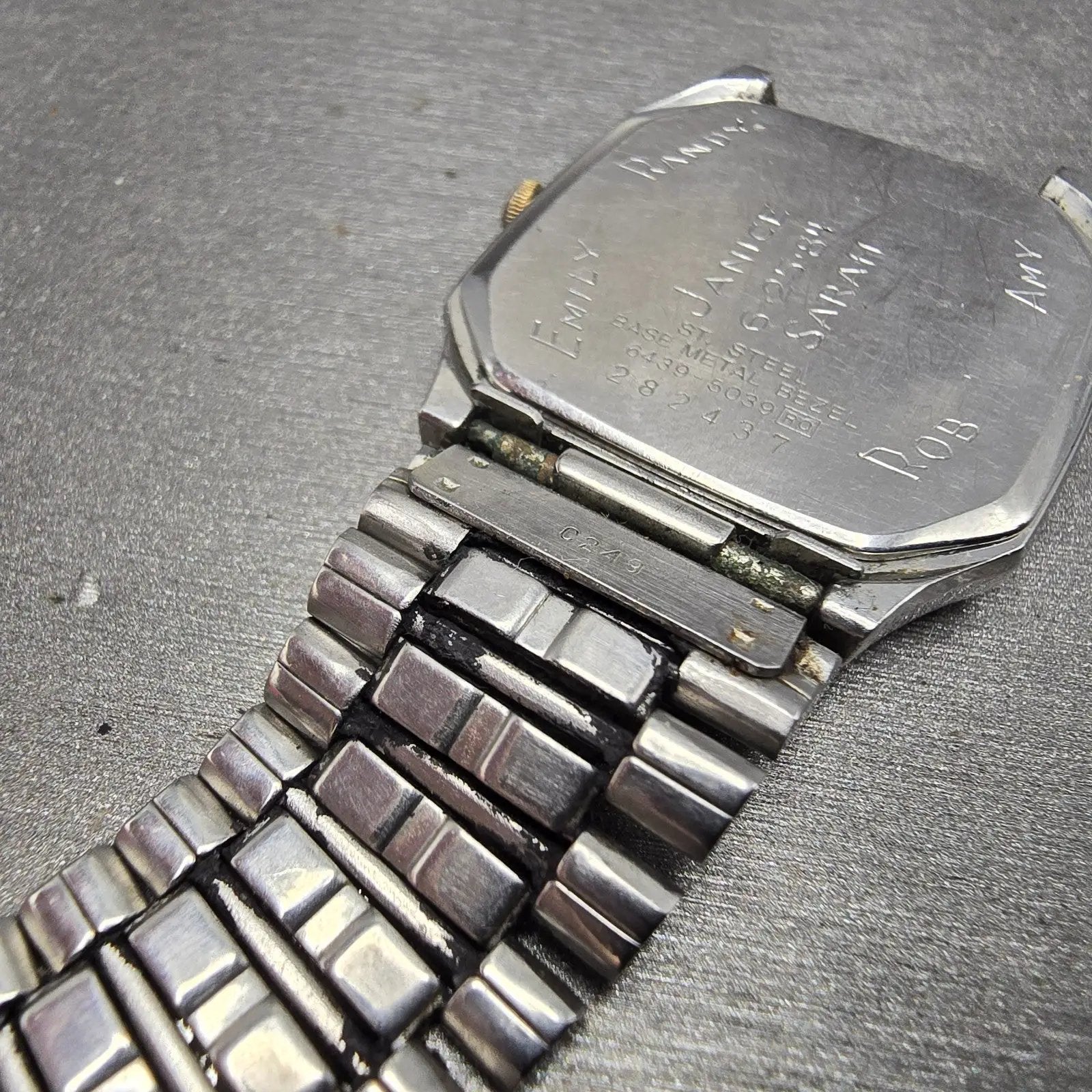 Seiko Watch Men 29mm Silver Dial Two Tone Date Octagon 6439-5039 PARTS Vintage17