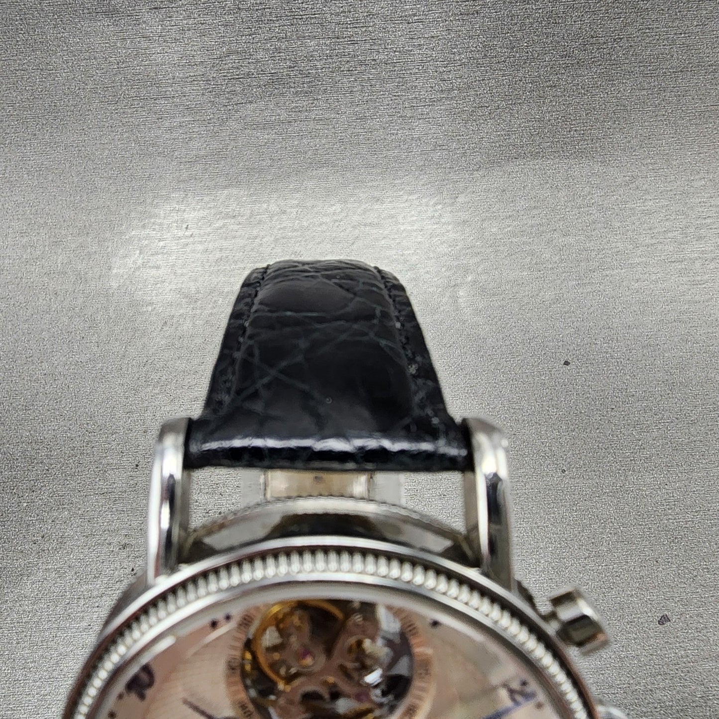 Stauer Tourbillon Watch Men 43mm White Dial Silver Tone Moonphase 0341 PARTS5