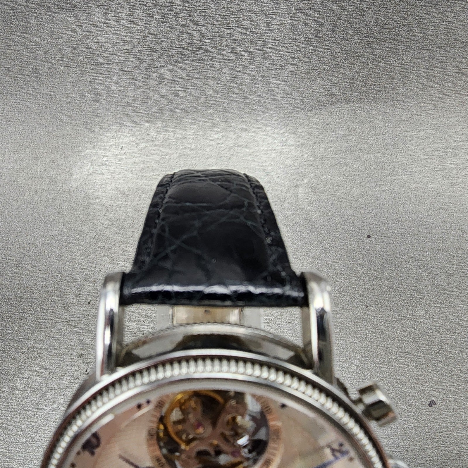 Stauer Tourbillon Watch Men 43mm White Dial Silver Tone Moonphase 0341 PARTS5
