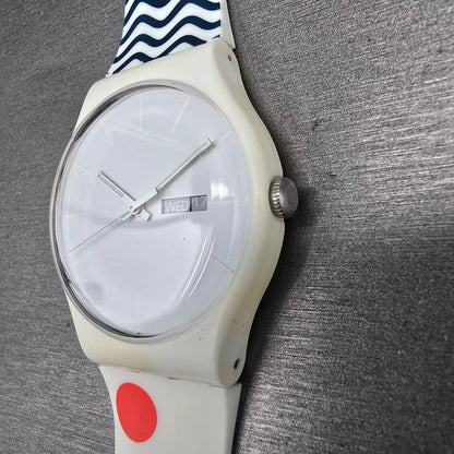 Swatch Perfect Ride Watch Men 41mm White Dial White Case SUOW701J New Battery4