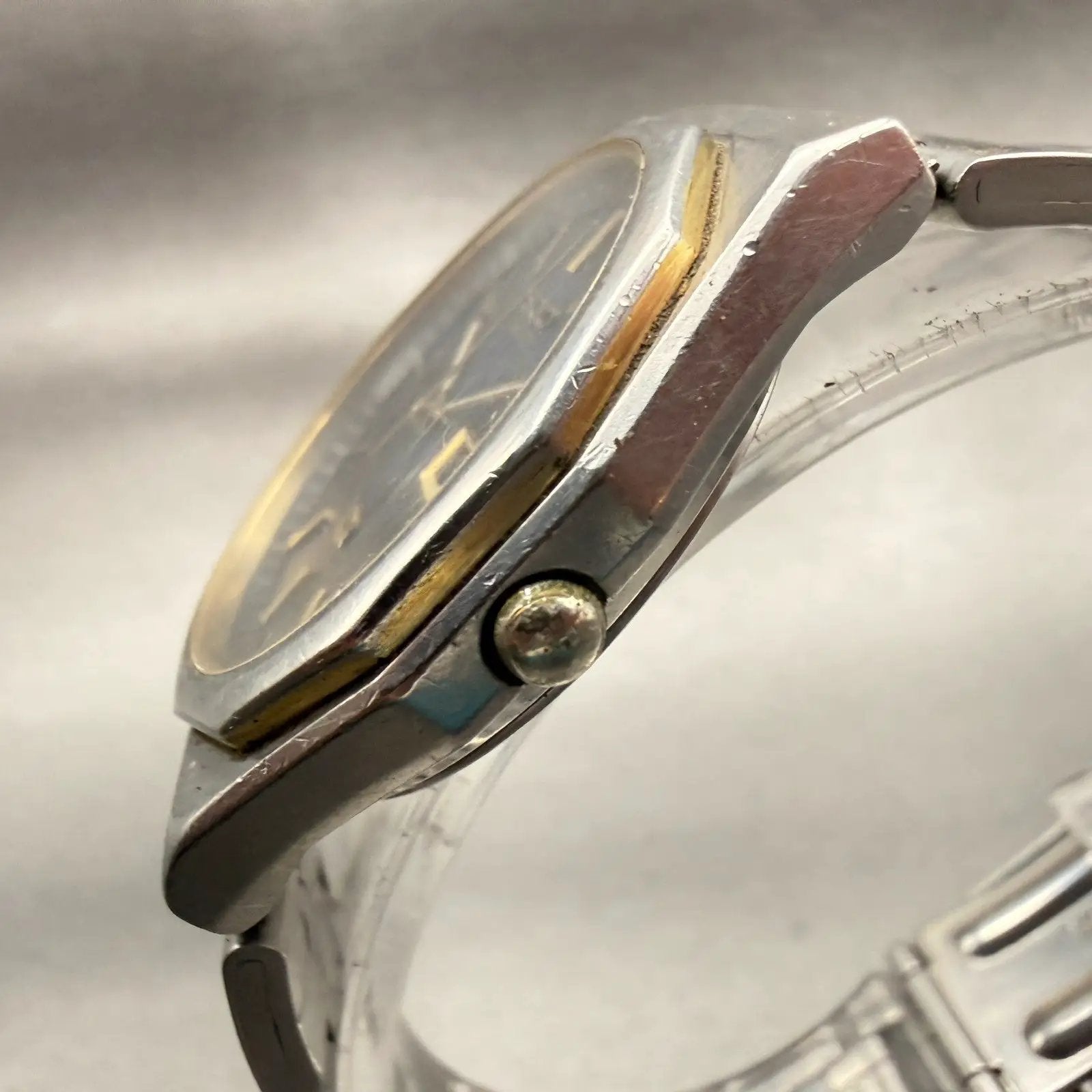 Seiko Watch Men 33mm Gray Dial Silver Tone Round 8C23-6059 New Battery VTG2