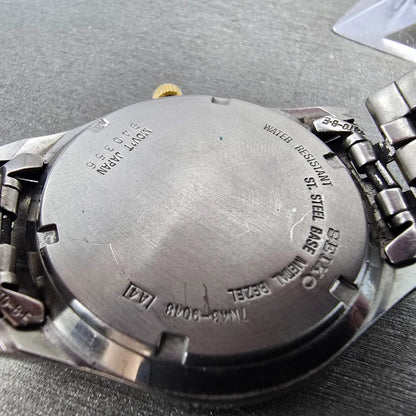 Seiko Watch Men 37mm Silver Dial Two Tone Daydate Round 7N43-9048 PARTS Vintage9