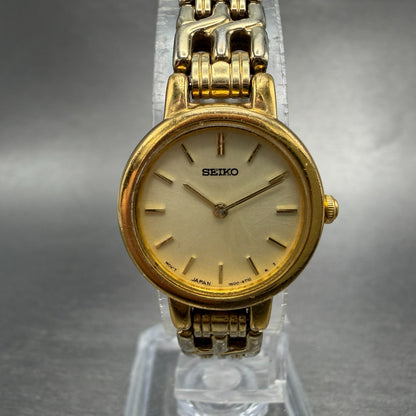 Seiko Watch Women 21mm Champagne Dial Gold Tone Round 1N00-1E09 New Battery BD70