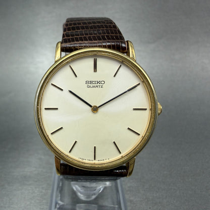Seiko Watch Men 32mm Cream Dial Gold Tone Round 7800-8019 New Battery Vintage0
